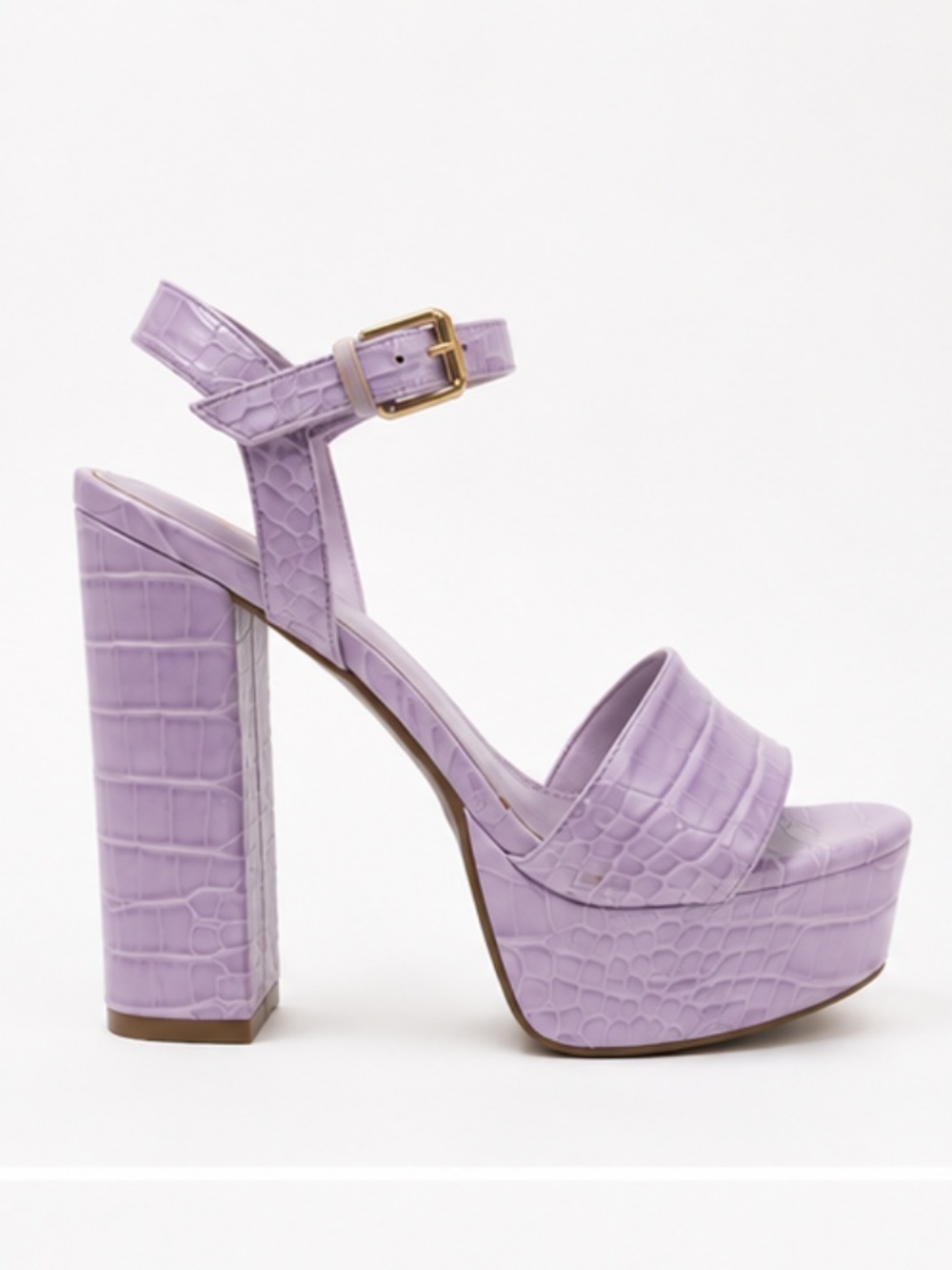 GUESS Gabeli Heeled Sandal Lilac / Purple Croc Embossed